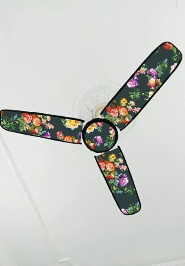   Colorful  Printed Elastic Fan cover  Protects Your Fan From  Dust 7 Stain.   Set of 4 -   Free Size,  Multicolor,  PVC,  Multipack